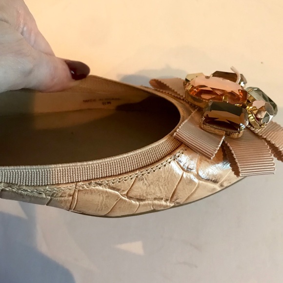 Kate Spade Faith Crocodile Print Jeweled Flats 8 - Picture 8 of 8